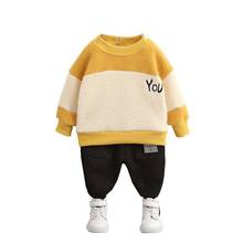 Winter Fashion Baby Girl Sports Clothes New Children Boys Cotton Letter Thicken T Shirt Pants 2Pcs/Set Toddler Casual Clothing 2024 - buy cheap