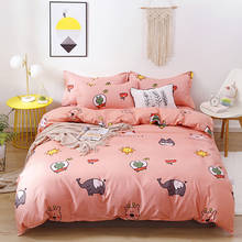 Conjunto de roupa de cama com animais de desenho animado, kawaii, rosa, edredon, lindo, king/queen, tamanho duplo, capa de edredom, presente 2024 - compre barato