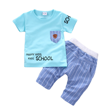 Novo verão bebê meninos roupas terno crianças meninas carta t camisa shorts 2 pçs/sets da criança casual traje infantil crianças agasalho 2024 - compre barato