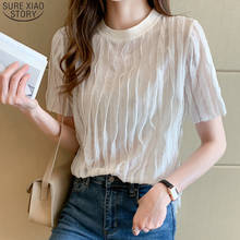 Casual Loose O Neck Women Shirts 2022 Summer Short Sleeve Women Blouse and Tops Fashion Pleated Female Clothing Blusas 14348 2024 - buy cheap