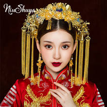 Niushuya enfeite de cabelo estilo chinês tradicional, acessório de cabelo com borboletas azuis antigos, joias de casamento com miçangas 2024 - compre barato