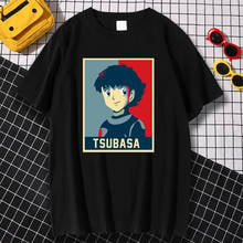 Fashion Breathable Mens T Shirt Summer Loose Tshirts Captain Tsubasa Japanese Cartoon Printing Tops Large Size T Shirts Men's 2024 - buy cheap