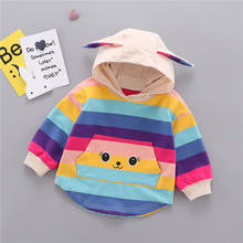 Autumn Toddler Baby Girl  Hooded Sweatshirt Kids Striped Cartoon Ear Hoodie Tops Clothes roupa infantil 2024 - buy cheap