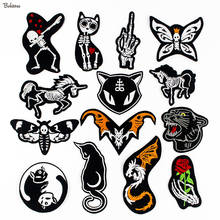 Embroidered Black Skull Animal Patches Iron on For Clothing Sewing Badges Appliques Stickers for Jacket Bags Accessories 2024 - buy cheap