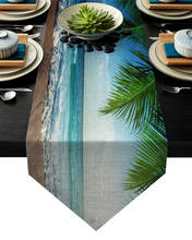 Tropical Beach Surf Sky Coconut Leaf Table Runner Table Flag Home Party Decorative Tablecloth Table Runners for Wedding 2024 - buy cheap