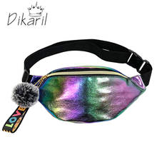 Dikaril Holographic Sport Waist Bags Women Silver Fanny Pack Female Belt Bag Black Geometric Waist Packs Laser Chest Phone Pouch 2024 - buy cheap