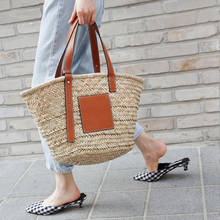 New Large Shoulder Bags Straw Bag Women Bag Beach Bag Holiday Bohemia Bags PU Leather Handbags 2024 - buy cheap