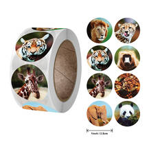 Adesivos de animais do zoológico para crianças, adesivos de desenho animado para zoológico, brinquedos clássicos, adesivo de recompensa do professor escolar, adesivo fofo de tigre com 500 peças/rolo 2024 - compre barato