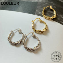 LouLeur-pendientes de aro de Plata de Ley 925 para mujer, arete con textura elegante, joyería coreana, 2020 2024 - compra barato