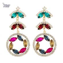 Dvacaman INS Baroque Crystal Drop Earrings Women Rhinestone Long Round Pendant Statement Earrings Party jewelry Wholesale Bijoux 2024 - buy cheap