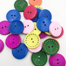 20 pçs 25mm misture botões de madeira redondos 2 furos acessórios de costura artesanato wb712 2024 - compre barato