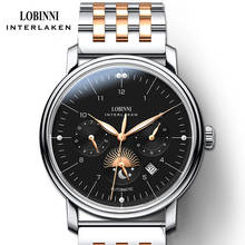 Lobinni marca superior relógio mecânico de vidro safira à prova d50 água 50m aço inoxidável relógio automático luxo data semana relógios masculinos 2024 - compre barato