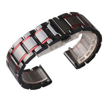 Ceramic Bracelet Watchband 14 15 16 -24mm Watch Strap Black Butterfly buckle band POLISHED belt not fade Black with red Fashion 2024 - buy cheap