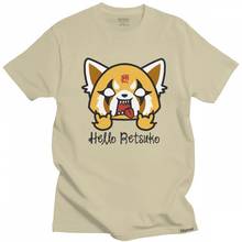Camiseta de Hello Retsuko para hombre, Camisa de algodón preenvuelta, Aggretsuko, camiseta de manga corta con gráfico urbano, ropa de Anime 2024 - compra barato
