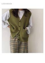 Spring Knitted Vest Coat Women Soft Stretchy Simple Basic Daily V-neck Solid Single Breasted Female Vintage Korean All-match 2024 - buy cheap