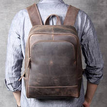 New leather men's shoulder bag, head-layer cowhide travel backpack, retro mad horse bag, computer bag 2024 - buy cheap