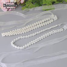 Kyunovia Crystal Bridal Sash Rhinestones Pearls Wedding Belt Satin Bridal Belt And Sash For Wedding Decoration BY39 2024 - buy cheap