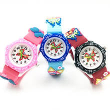 Relojes deportivos informales para niños y niñas, pulsera con dibujos de mariposas coloridas, banda de gelatina con animales en 3D, regalo para estudiantes 2024 - compra barato