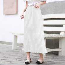 Falda plisada de baile de talla grande para mujer, Falda larga de cintura elástica, color blanco, para verano 2024 - compra barato
