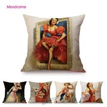 European Vintage Old Times Beauty Feminism Retro Art Sexy Girl Home Decoration Throw Pillow Cover Waterproof Linen Cushion Cover 2024 - buy cheap