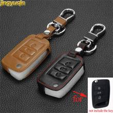 Jingyuqin для Volkswagen VW Golf 7 MK7 Skoda Octavia A7 Seat Leon Ibiza Key Portect кожаный чехол для ключа автомобиля чехол для ключей 2024 - купить недорого