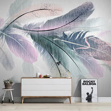Papel tapiz Mural personalizado nórdico 3D abstracto de plumas de colores, pintura de pared para sala de estar, TV, sofá, dormitorio, arte, decoración del hogar, pegatinas 3D 2024 - compra barato