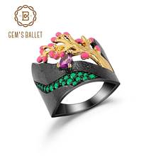 Женское кольцо с эмалью GEM'S BALLET, кольцо с натуральным аметистом из стерлингового серебра 925 пробы 2024 - купить недорого