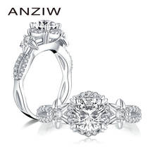ANZIW 925 Sterling Silver 1.0 CT Round Cut Halo Rings Engagement Simulated Diamond Women Wedding Silver Rings Jewelry Gifts 2024 - buy cheap