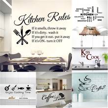 Art Quotes Kitchen Wall Stickers Vinyl Waterproof Decal Coffee Sticker For cooking house Decoration Mural wallstickers wallpaper 2024 - buy cheap