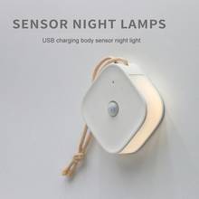 USB Rechargeable LED Night Lamp PIR Motion Sensor Magnet Wall Light  With Rope For Bedroom Living Room Sensor Smart Light 2024 - купить недорого