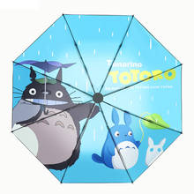 Caroon-sombrilla Totoro para mujer, 3 pliegues a prueba de viento, Anti-UV, 8 varillas, Guarda Chuva, 2020 2024 - compra barato