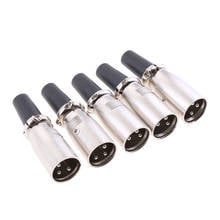 Conector macho para microfone e cabo, 5x xlr, 3 pinos 2024 - compre barato