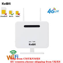 KuWFi-enrutador inalámbrico 4G LTE CPE, 150Mbps, 4G, CAT4, Wifi, tarjeta SIM, 4 puertos LAN, 2 antenas, funciona en toda Europa 2024 - compra barato