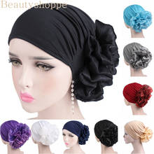 Touca de quimioterapia com flor feminina muçulmano, chapéu hijab para perda de cabelo, cachecol para cabeça, turbante 2024 - compre barato