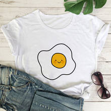 Camisa feminina estampada kawaii, ovo escalfado, estampa gráfica, para verão 2021, harajuku, kawaii, top, camiseta, femme 2024 - compre barato