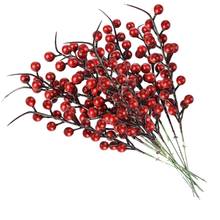 20PCS Artificial Red Berries Fake Flowers Fruits Berry Stems Crafts Floral Bouquet for Wedding Christmas Tree Decoration 2024 - buy cheap