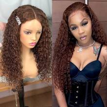 Brown Color Curly Wigs Peruvian Remy Lace Front Human Hair Wigs 180% Honey Blond Lace Front Wigs Pre PluckedT Part Lace Wig 2024 - buy cheap