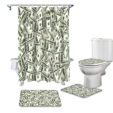 Money Dollar Pattern Shower Curtain Carpet Cover Toilet Cover Bath Mat Pad Set Bathroom Curtain Home Decor 2024 - buy cheap