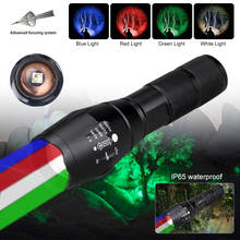 Linterna táctica LED para caza, luz roja/Verde/azul/blanca, portátil para pesca al aire libre, batería, cargador, interruptor y caja 2024 - compra barato