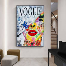 Pinturas en lienzo de arte Pop para mujer, póster moderno de arte callejero e impresiones, cuadro decorativo de pared para el hogar y la sala de estar, Vogue 2024 - compra barato