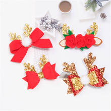 10pcs/lot New Kids Cartoon Hair Accessories Christmas Flower Pentagram High Quality Girls Hair Clips Children Antler Bow Hairpin 2024 - buy cheap