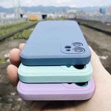 Роскошный оригинальный квадратный жидкий силиконовый чехол для телефона iPhone 12 11 Pro Max Mini XS X XR 7 8 Plus SE, тонкий квадратный мягкий чехол карамельных цветов 2024 - купить недорого