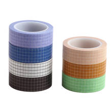 Cinta Washi de papel con patrón de cuadrícula de Color Simple, pegatinas adhesivas de 15mm, cintas decorativas para diario, álbum, diario, bricolaje, H6939 2024 - compra barato