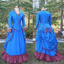 Blue Victorian Dress Cosplay Costume Adult Women Victorian Civil War Bustle Ball Gown Costume Halloween Party Custom Made H001 2024 - buy cheap