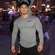 New Cotton Bodybuilding long sleeve T-shirt men brand just gym clothing Letters print T shirt male tops stretch o neck Tshirt 2024 - buy cheap
