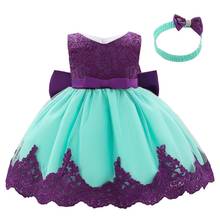 Toddler Baby Baptism Dress For Newborn Bow Lace Mesh Photography Clothes First Year Princess Tutu Birthday Party Wedding Costume 2024 - buy cheap