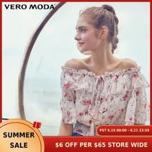 Vero Moda Women's Floral Print Ruffled Crop Top Off-the-shoulder Chiffon Shirt | 31926X527 2024 - buy cheap