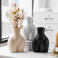 Vaso europeu sexy de corpo humano, vaso de cerâmica com simulação de flores secas, criativo, nude, escultura, vaso de flores para decoração de casa 2024 - compre barato