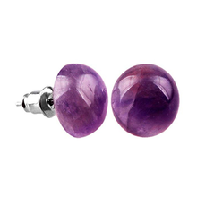 FYJS Unique Jewelry Silver Plated Half Ball Natural Purple Amethysts Stone Stud Earrings 2024 - buy cheap