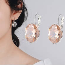 Pendientes colgantes de circonia Ovalada para mujer, aretes grandes de cinco estilos, Color plateado, accesorios de boda, regalos de fiesta, 2021 2024 - compra barato